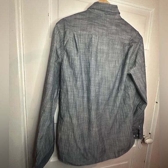 Van Heusen Mens Underground Blue Never Tuck Slim Fit Button-Down Shirt Size L - Picture 9 of 9